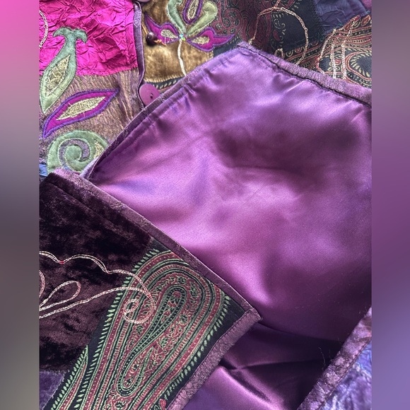 Vintage Flashback Women's Jacket Whimsigoth Witchy Velvet Patchwork Size M - Picture 9 of 9